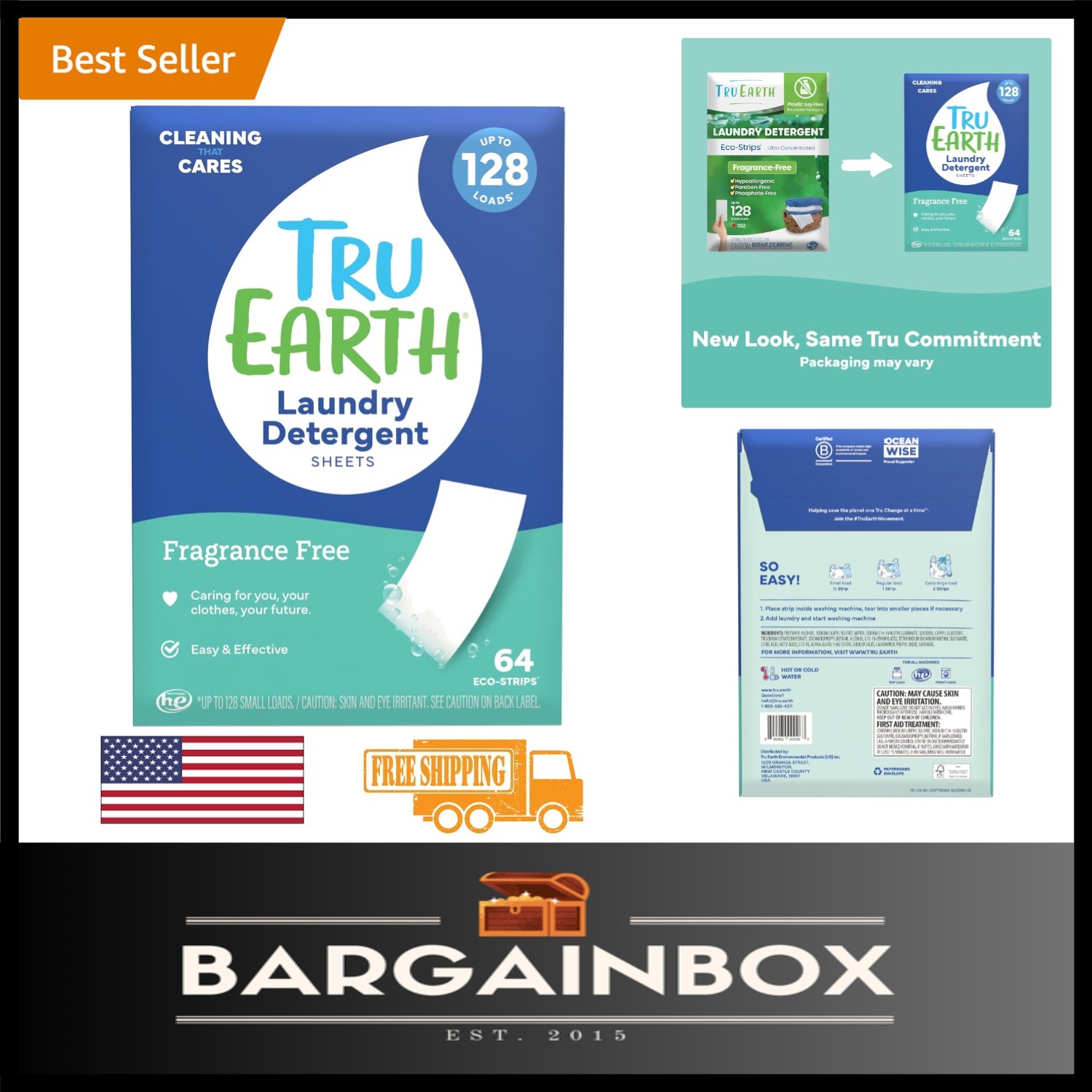 Fragrance-Free Eco Laundry Strips – 64 Load Compact Detergent for Sensitive Skin