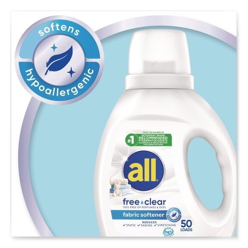 all Free Clear Liquid Fabric Softener, Fragrance-Free, 34 oz Bottle, 6/Carton