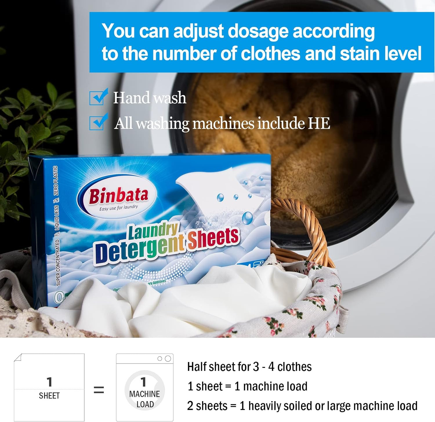 Laundry Detergent Sheets, up to 128 Loads Hypoallergenic Eco-Friendly Unscented