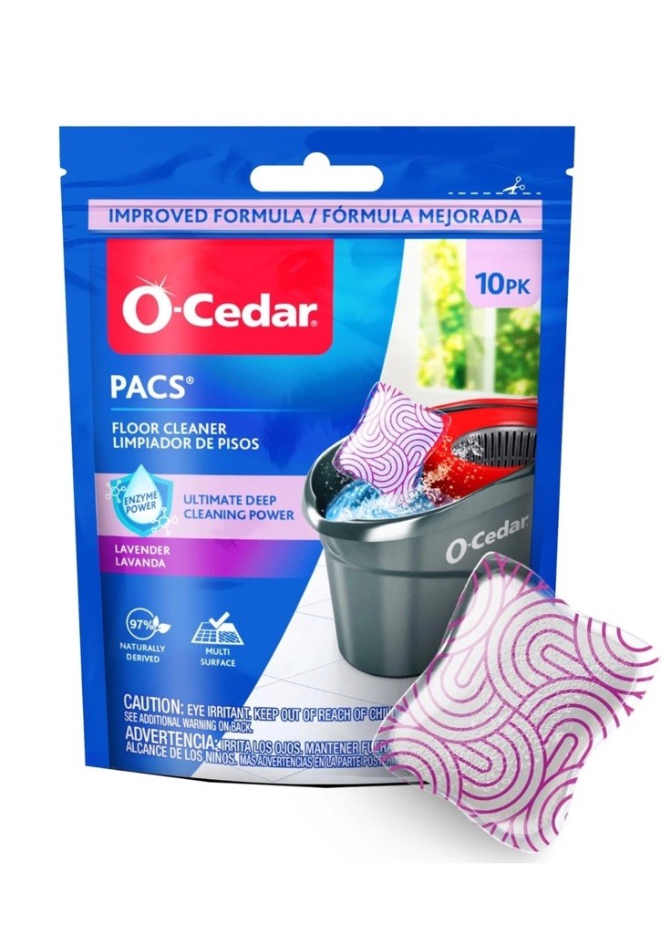 6 O-Cedar PACS Hard Floor Cleaner, Lavender Scent 10 Count Per Pack. 60 Pods