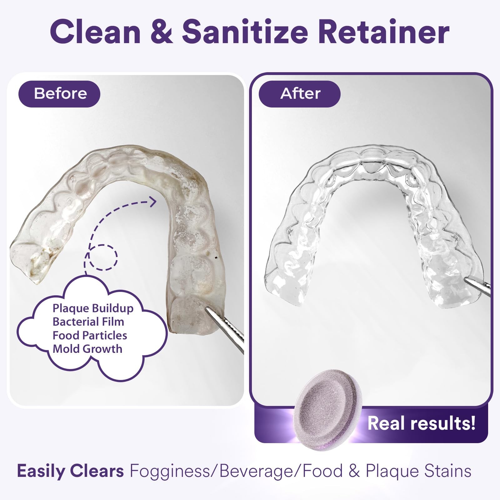 Weiss Naturals Retainer Cleaner Tablets, 120 Count (Pack of 1), Purple
