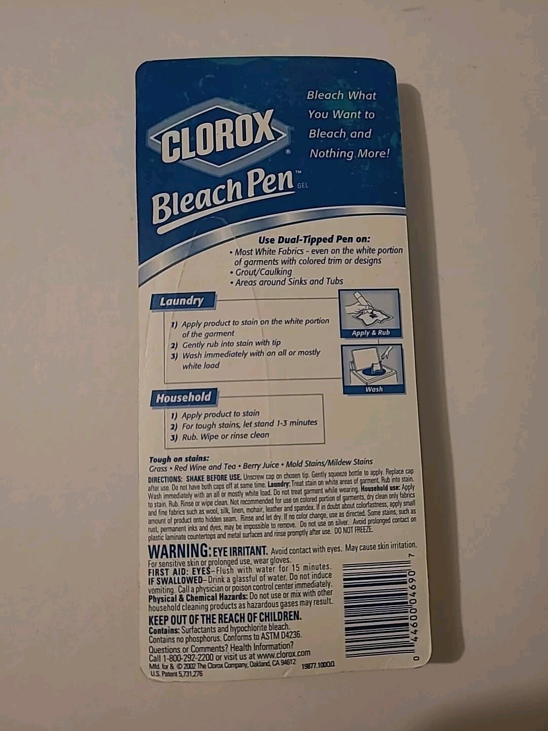 Clorox Bleach Pen Gel For Whites Dual Tipped 2 Oz 2002 Discontinued Sealed NIP