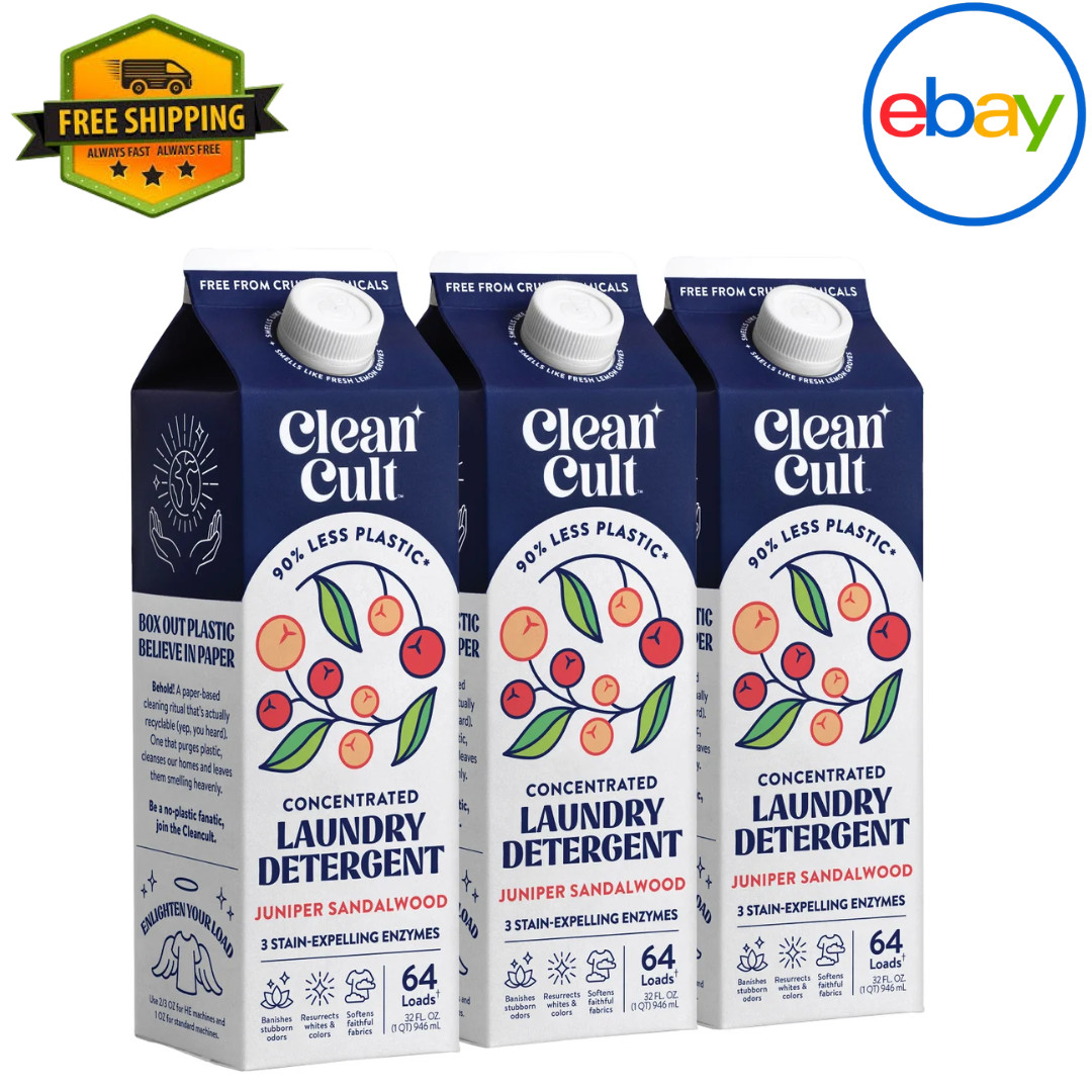 Cleancult Liquid Laundry Detergent, Juniper Sandalwood, Total 192 Loads 96 fl oz