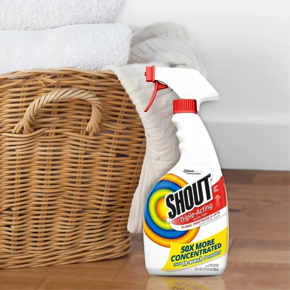 Shout Triple-Acting Laundry Stain Remover, 128 fl. oz. Refill + 22 fl. oz. Trigg