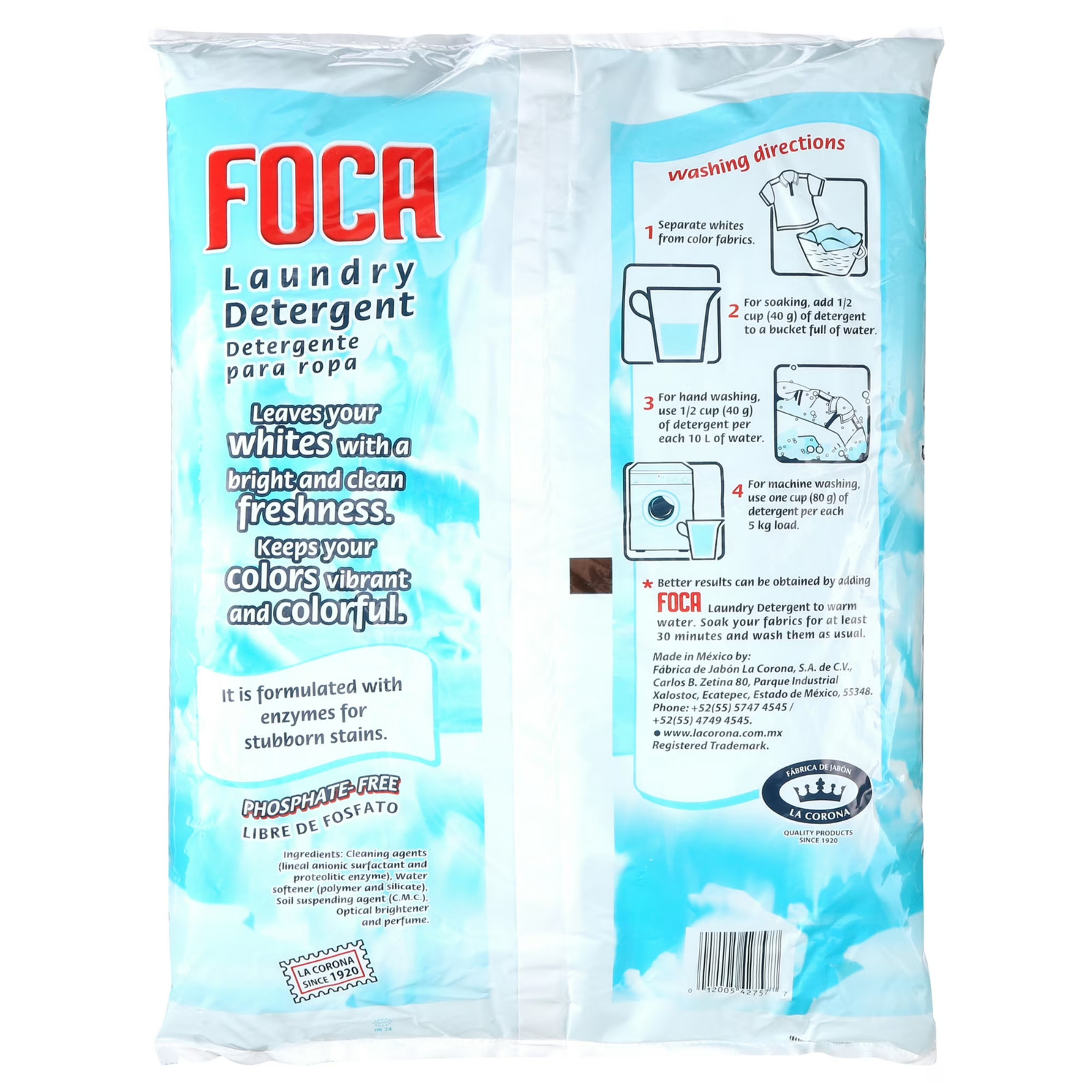 FOCA Washing Powder 70.54 oz 2kg Laundry Detergent Phosphate Free