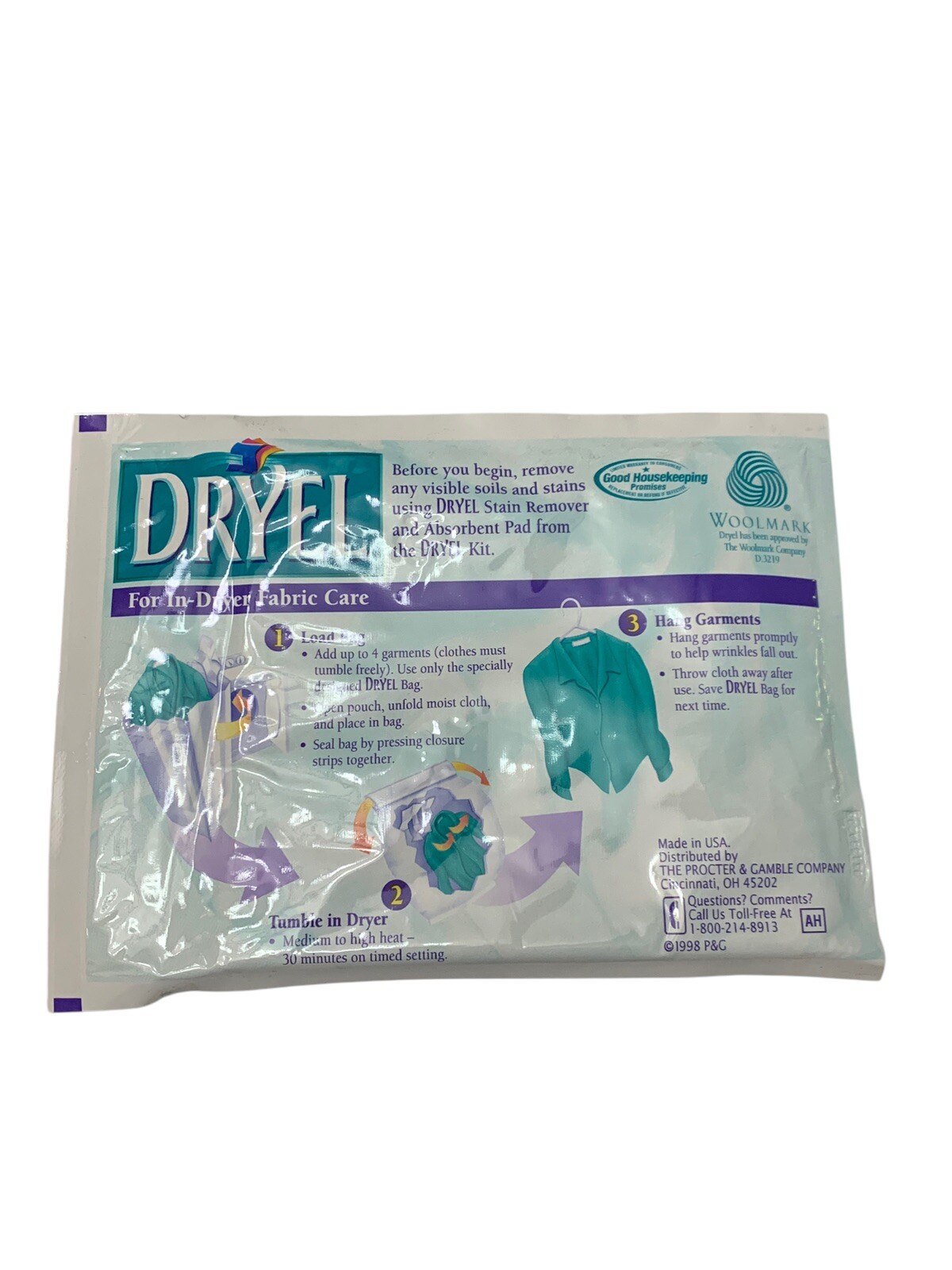 Dryel (8) Absorbent Pad & (3) Dryer Activated Cloths Lot 1998 Procter & Gamble