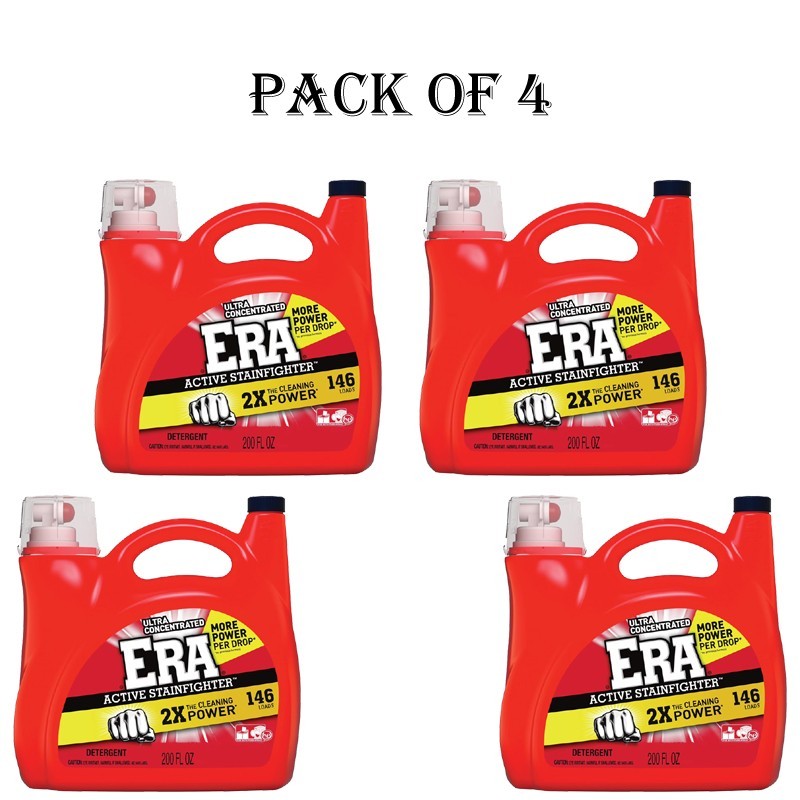 4 Pack -Era Active Stainfighter Liquid Laundry Detergent, 146 loads, 200 fl. oz.