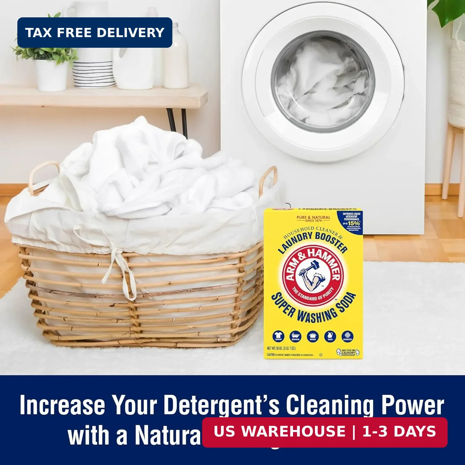 Super Washing Soda Household Cleaner and Laundry Booster, 55 oz Box