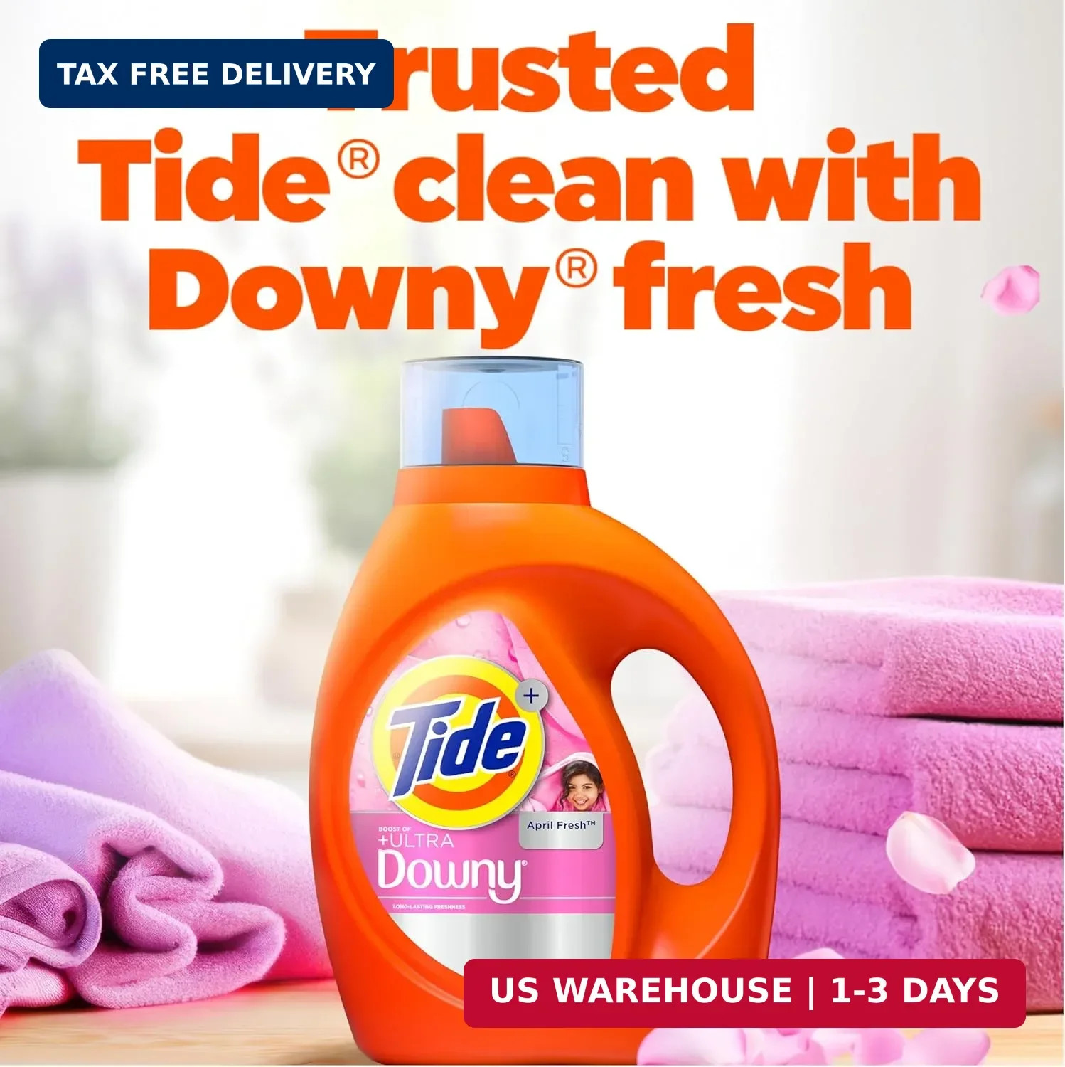 Tide Plus Boost of Ultra Downy Liquid Laundry Detergent, April Fresh Scent, 132