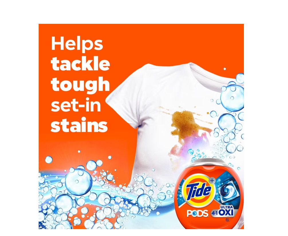 Tide PODS Laundry Detergent Soap Pacs, Ultra OXI, 57 Count