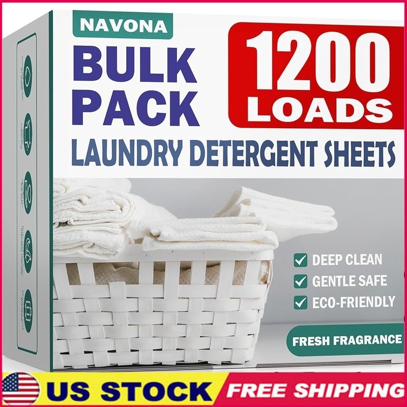 Eco-Friendly Laundry Sheets 1200 Count Stain Remover Gentle Sensitive Skin New