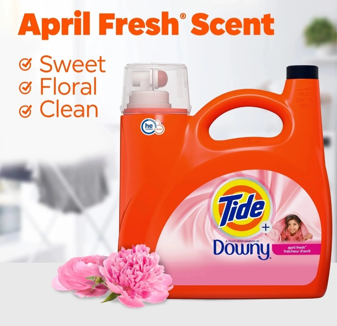 Tide Plus A Touch of Downy Liquid Laundry Detergent, April Fresh 105 Oz 74 Loads
