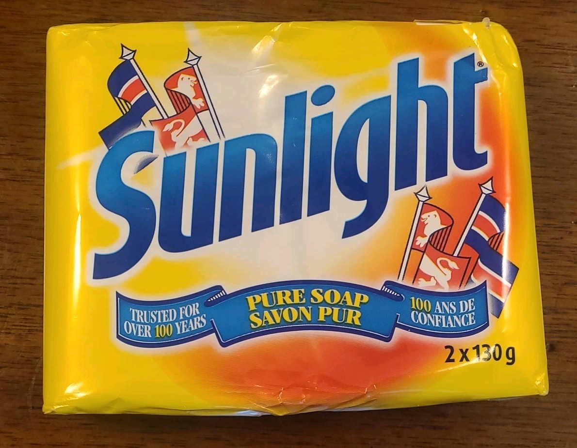 NOS Sunlight PURE SOAP Laundry Detergent Bar 2 x 130 g Made in Canada Multi Avl