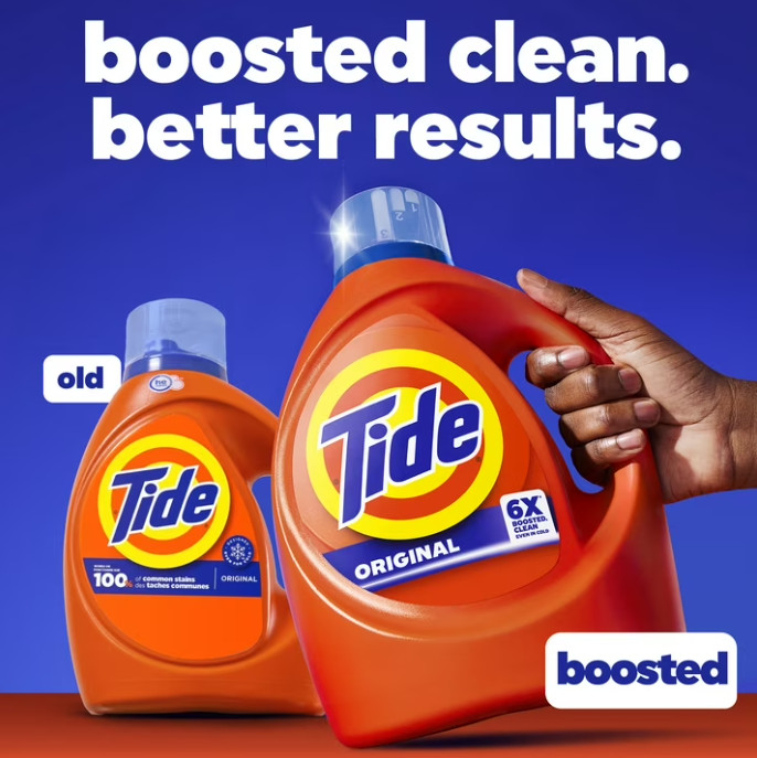 (2 Pack) Tide 6X Boosted Cleaning Power Liquid Detergent Original 80 Loads
