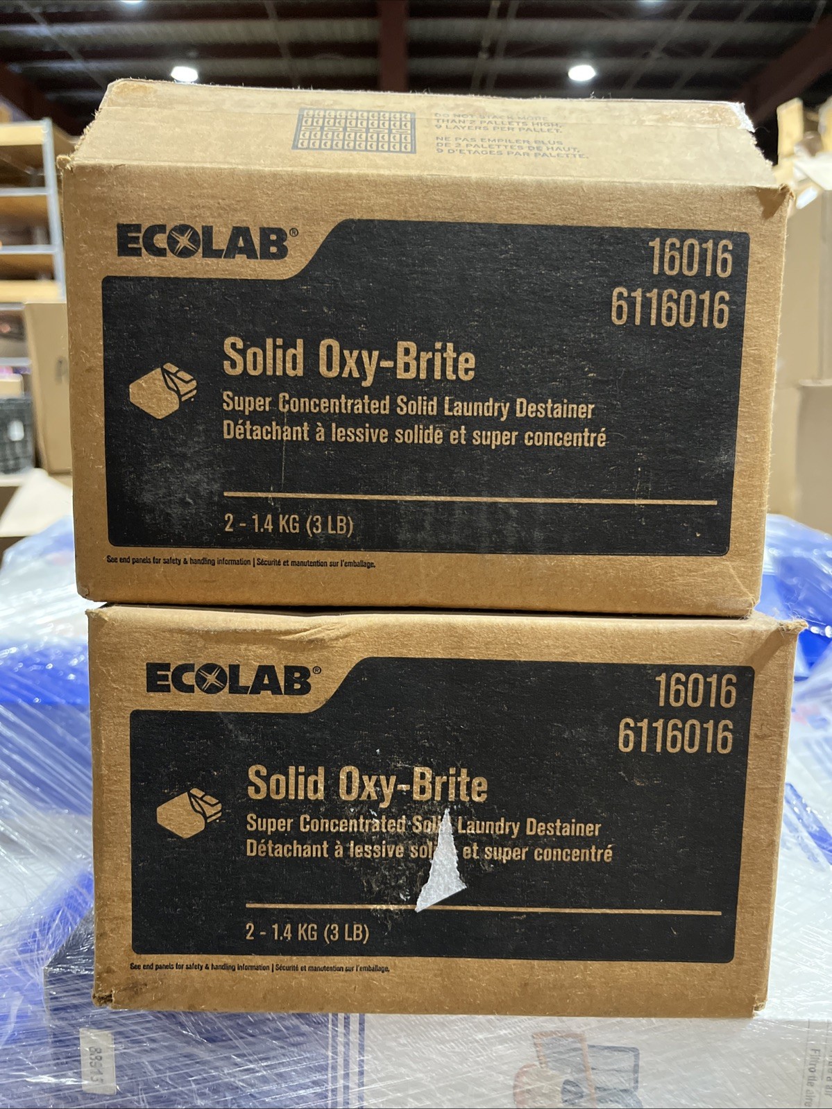 2 Cases Ecolab Solid Oxy-Brite 3lb Concentrated Solid Laundry Destainer 6116016