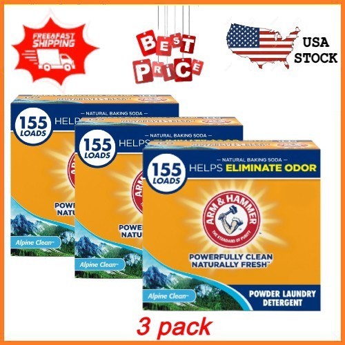 3 pack ARM & HAMMER Powder Laundry Detergent Alpine Clean 9.56 lb 155 Loads