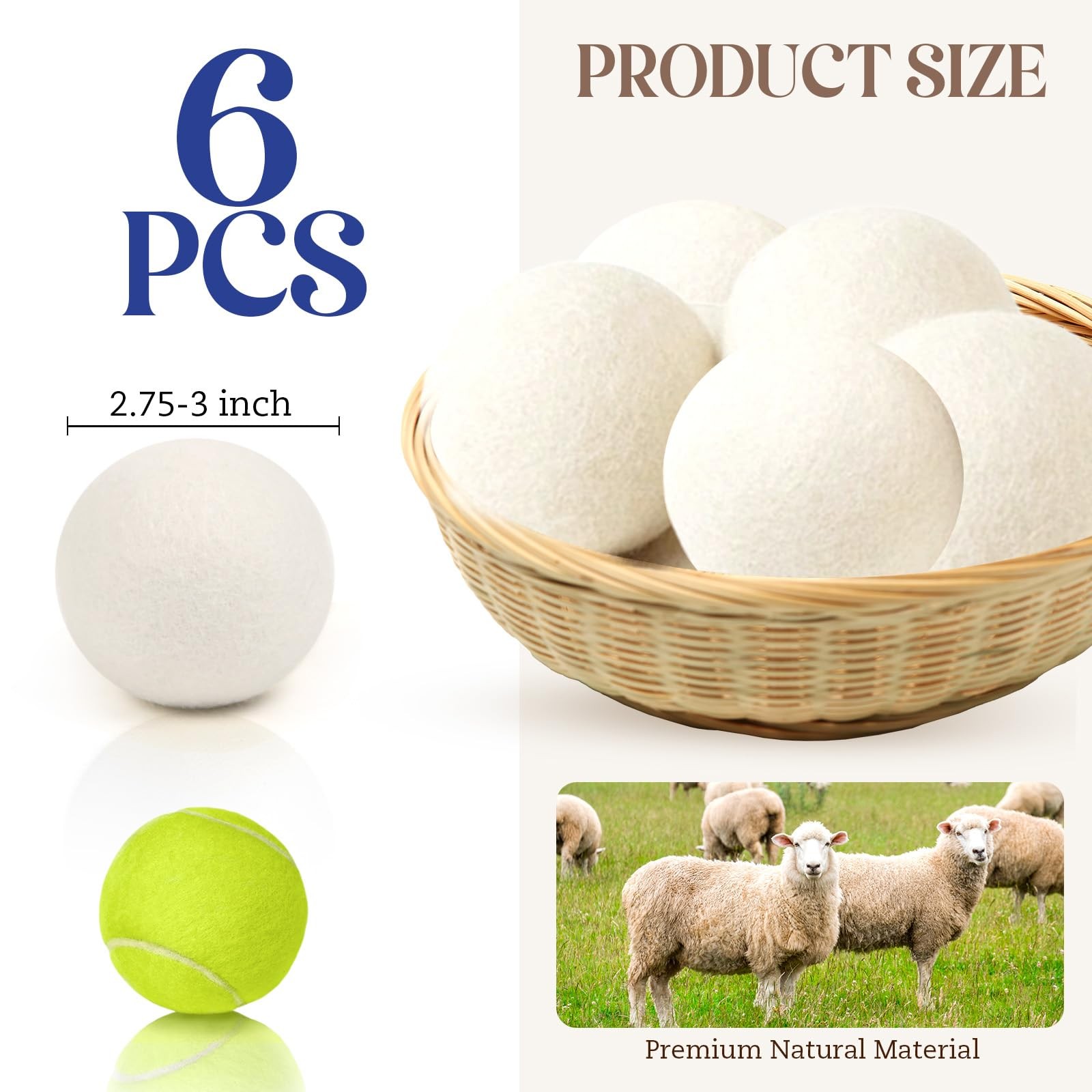 Wool Dryer Balls, New Zealand Dryer Balls Laundry Reusable Reduce Static Clin…