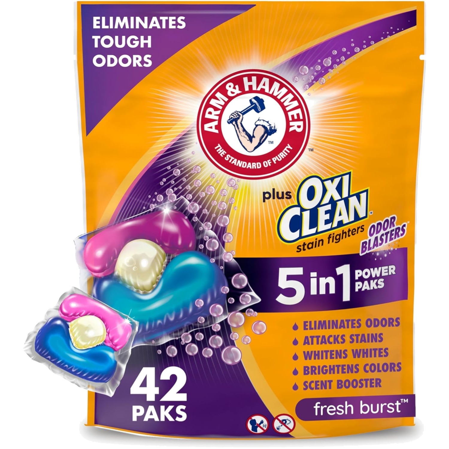 Laundry Detergent Paks Concentrated Odor Remover Stain Fighter Fresh Scent