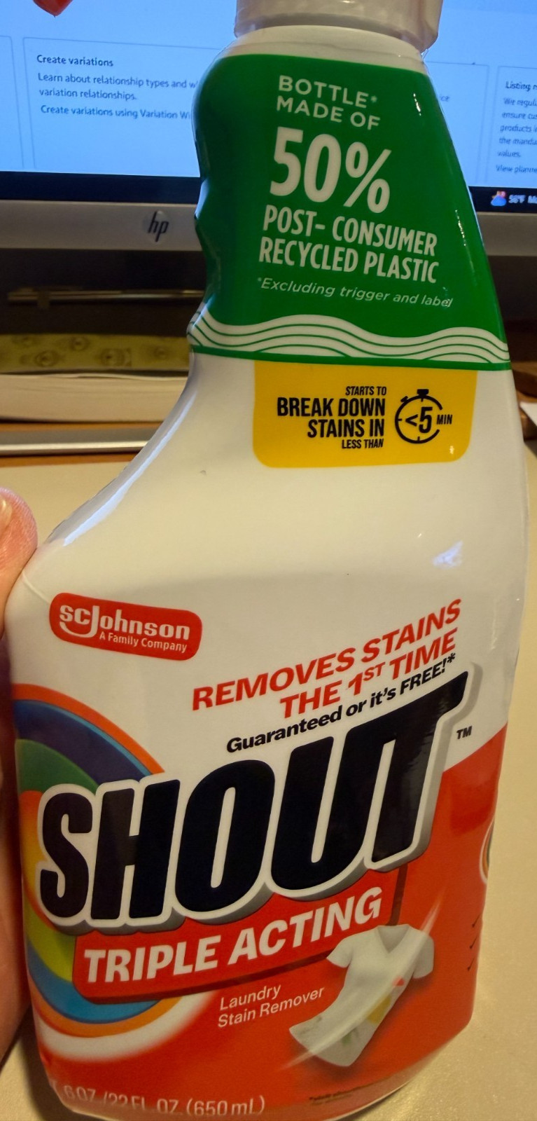2 Fresh Scent Shout Laundry Stain Spray 22oz, Eco-Friendly & Highly Concentrated