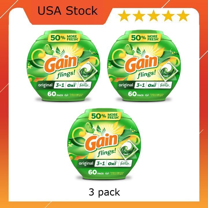 Gain Flings Laundry Detergent Pacs, 3-in-1 Oxi Boost and Febreze, Original Scent