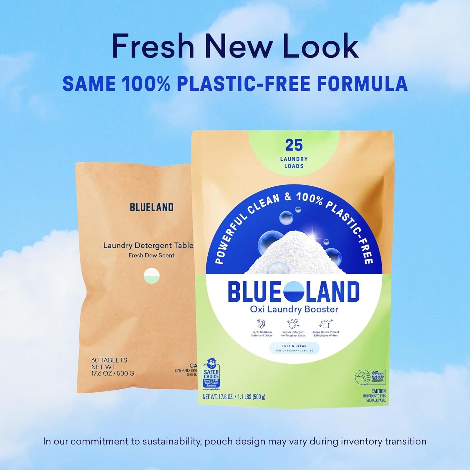 Blueland Oxi Laundry Booster Starter Set, Clear Skies, 25 Loads, 17.6oz
