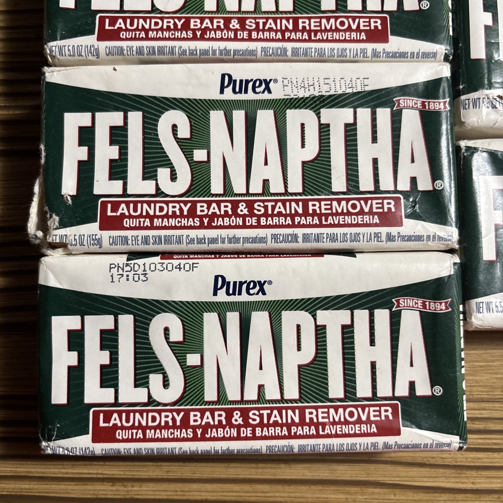 Lot Of 5 Purex Fels-Naptha Laundry Bar and Stain Remover – 5 oz Each