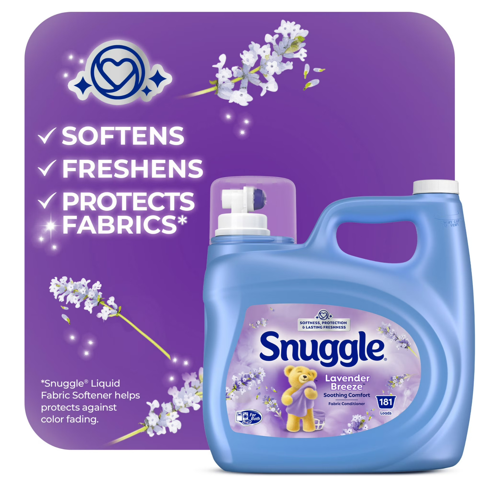 Snuggle Liquid Fabric Softener, Lavender Breeze Soothing Comfort, 123.1 oz, 181