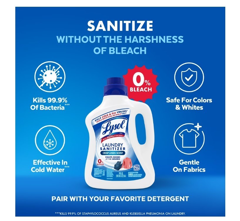 [SALE] (2 pack) Lysol Laundry Sanitizer Additive, Crisp Linen, 90 fl oz