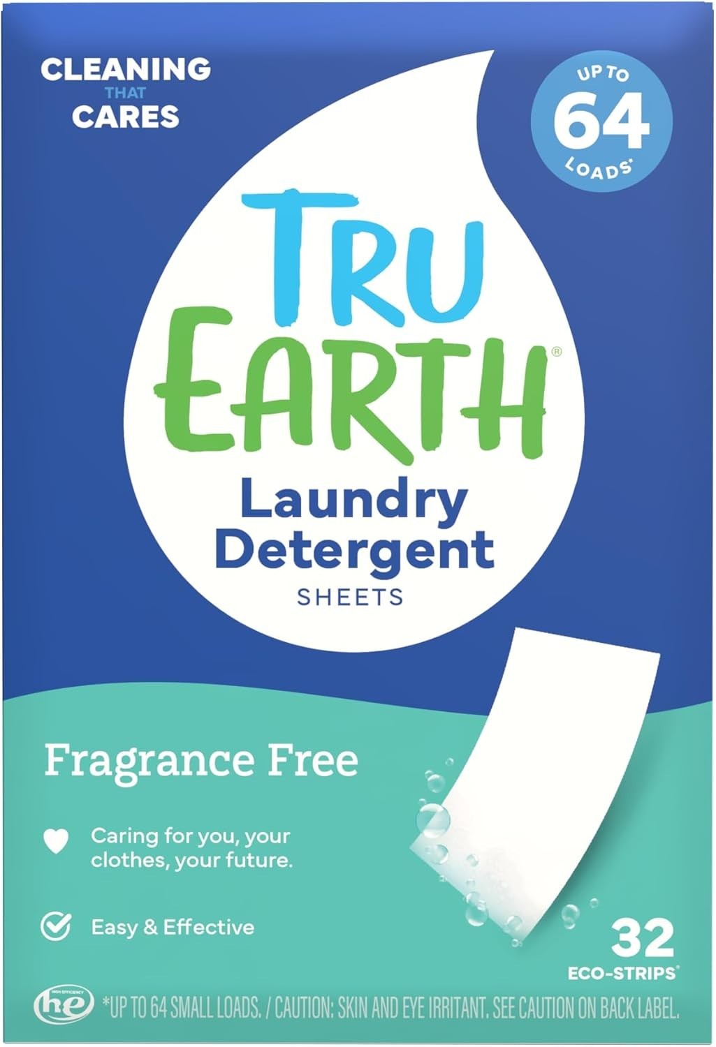 Liquidless, Hypoallergenic Laundry Detergent Sheets – 32 Strips, Unscented