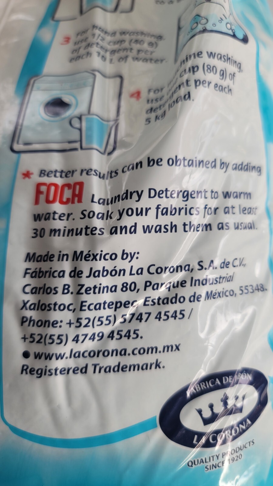 Foca Phosphate Free Laundry Detergent Net Wt 70.54 oz (4.40 lb) 2 kg