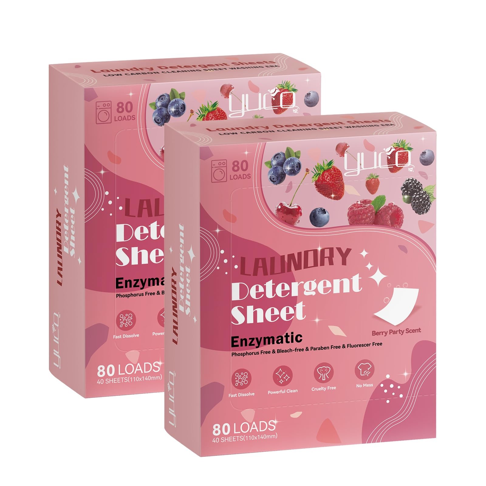 Eco-Friendly Laundry Detergent Sheets for 160 Loads – Berry Scent Pack of 2