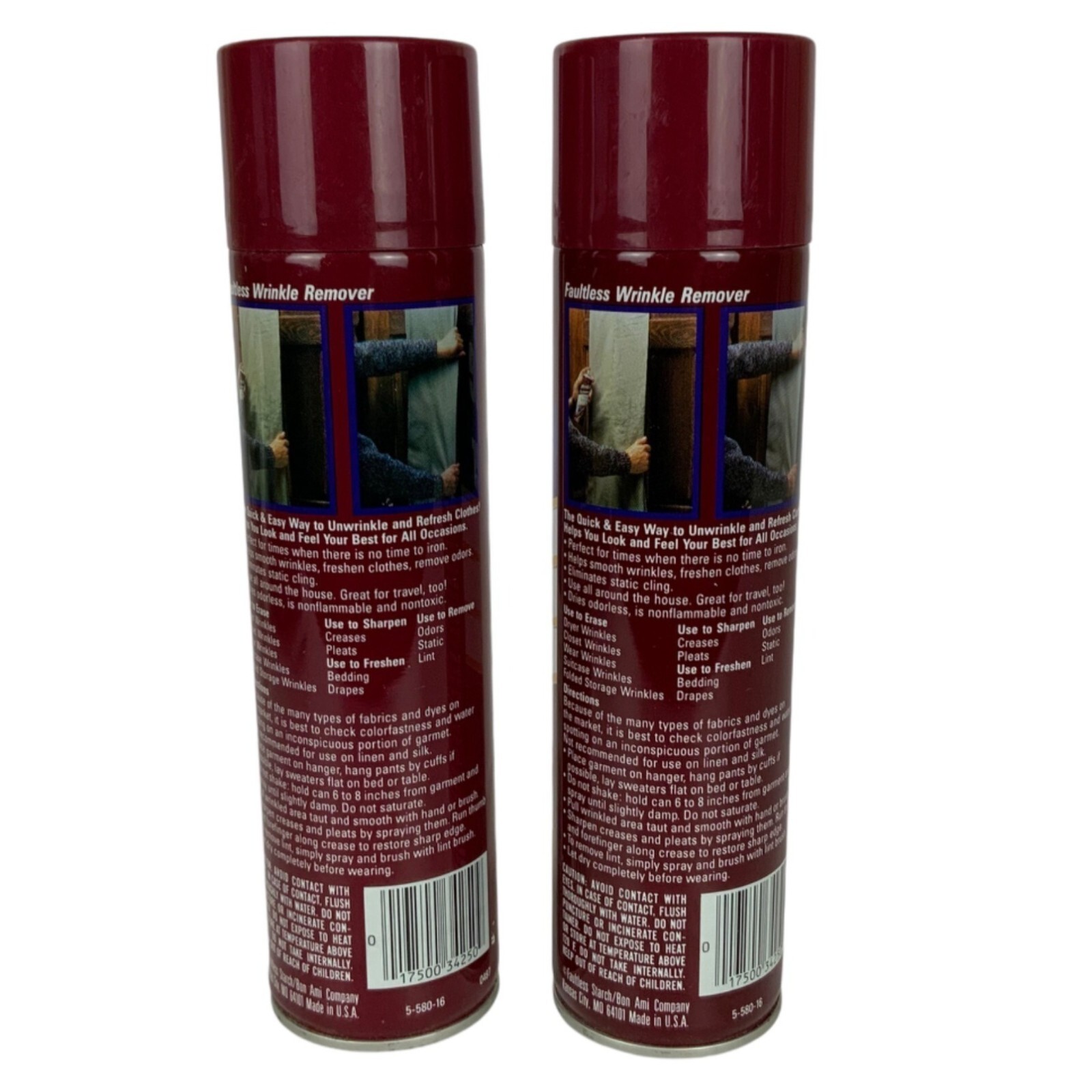 Faultless Wrinkle Remover Aerosol Spray Anti-Static Freshener 2-Pack 18 oz Each