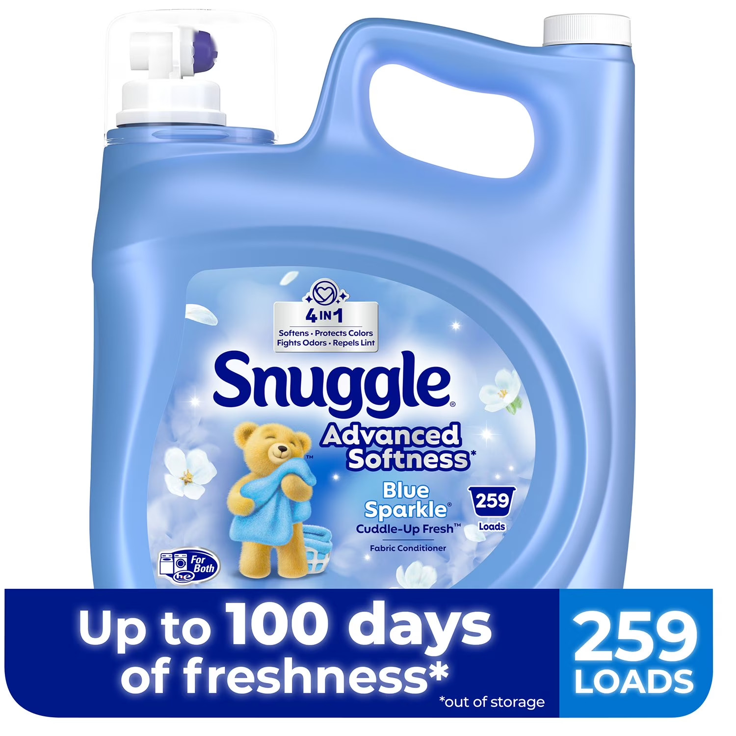 Snuggle Advanced Softness Liquid Fabric Softener, Blue Sparkle 259 loads, 176 oz