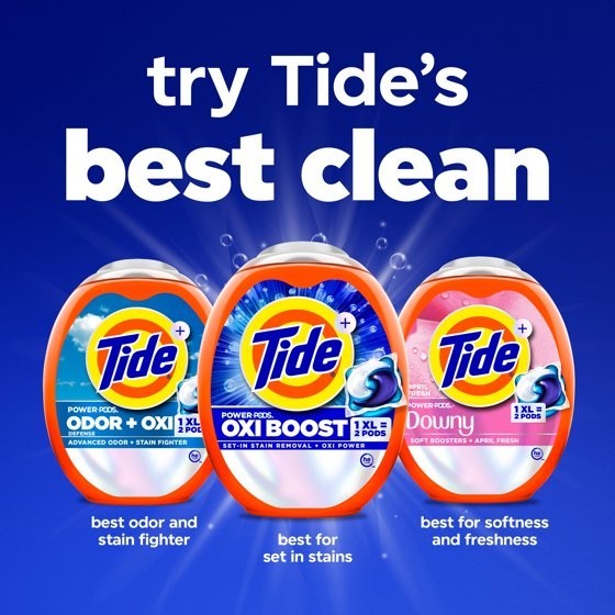 Tide Oxi Boost Power PODS Laundry Detergent Pacs, 57 Count, Set-In Stain Removal