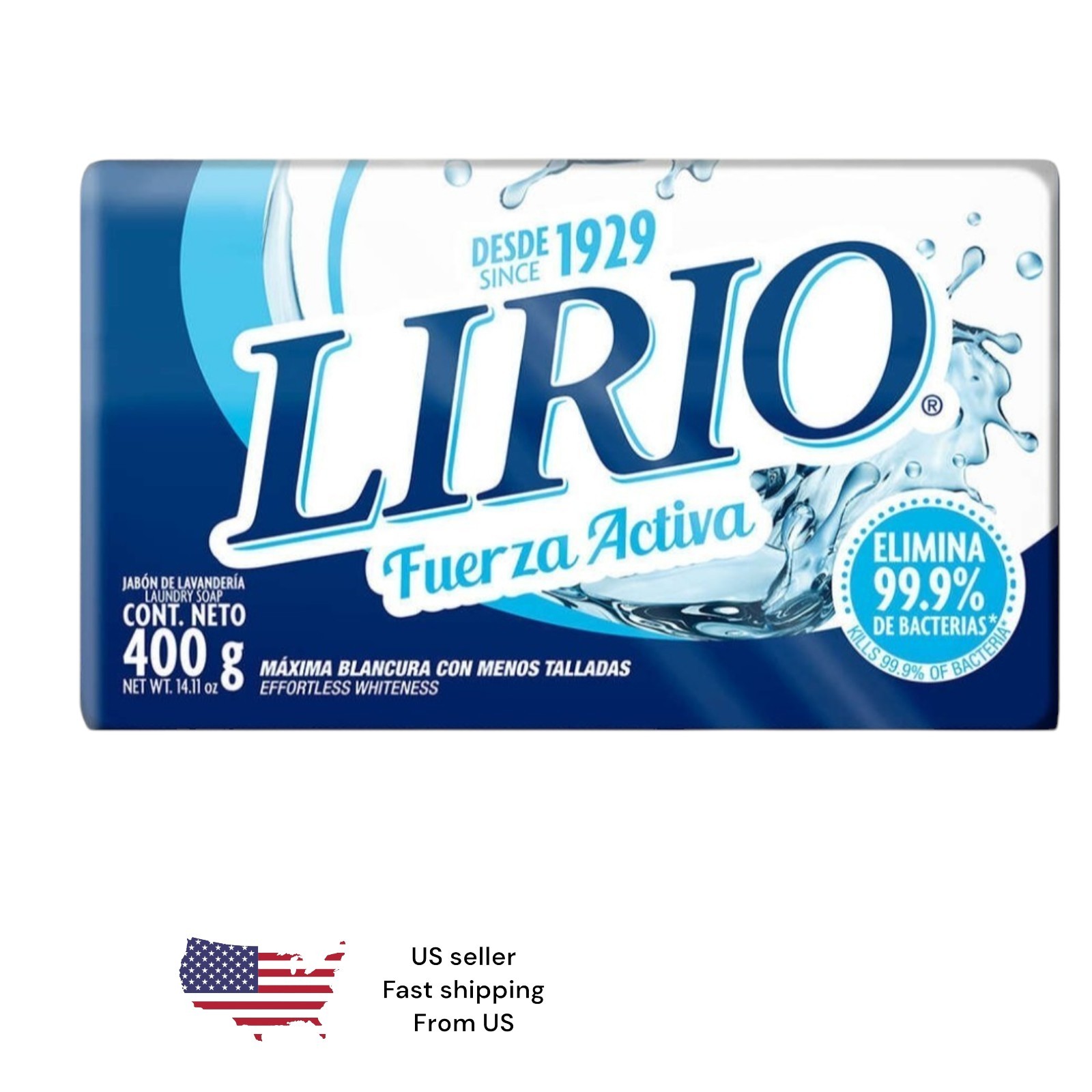 Lirio Jabón De Barra Para Lavar 400g/Lirio Laundry Detergent Soap Bar 14.01 oz⚪