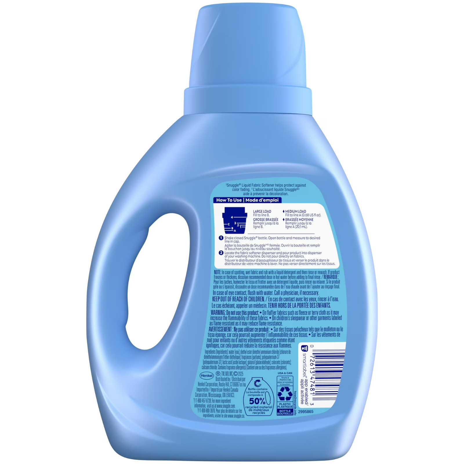 Snuggle Liquid Fabric Softener, Cuddle-Up Fresh Blue Sparkle, 39.4 oz, 58 Loads