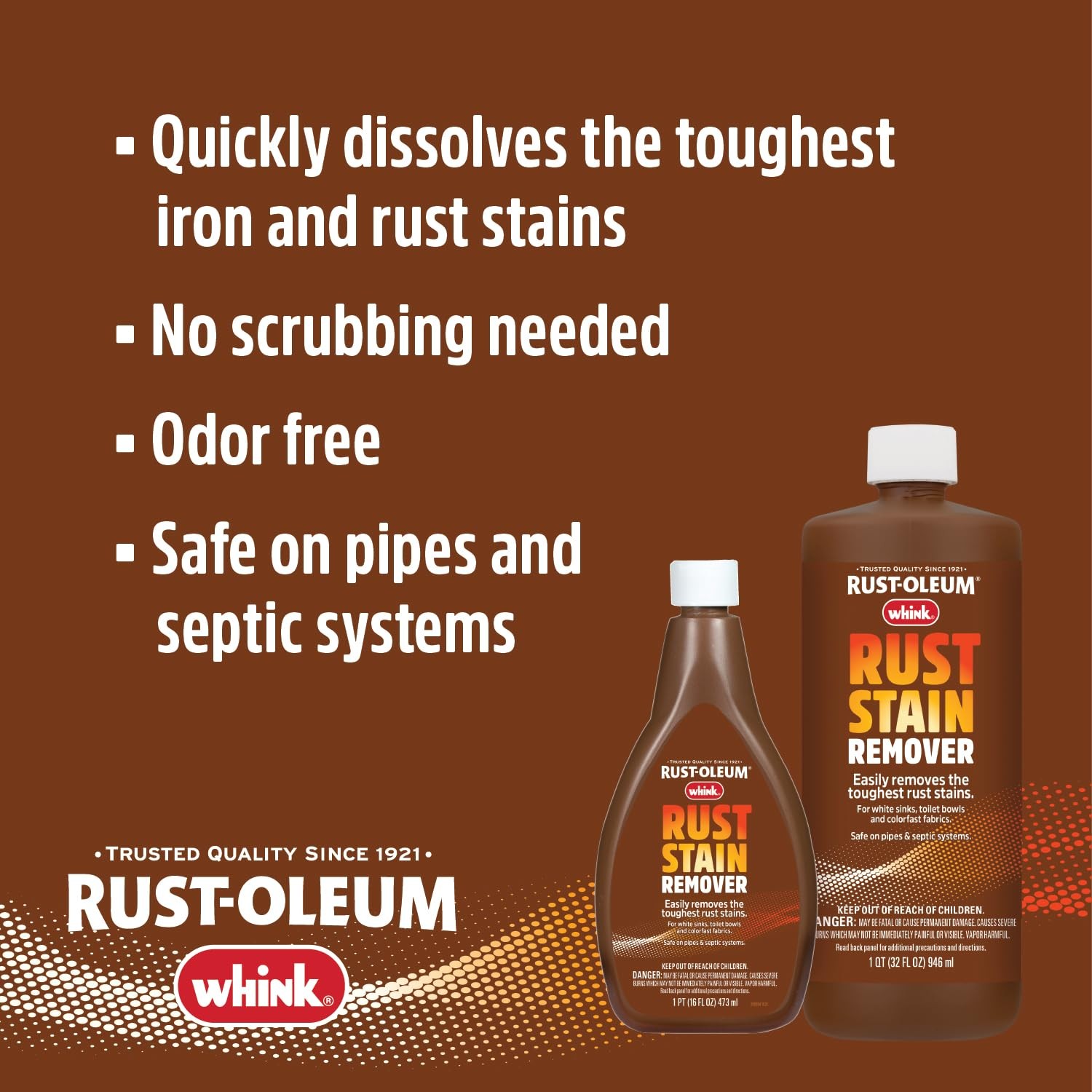 Rust-Oleum Whink Rust Stain Remover | Heavy-Duty 32 Fl Oz (Pack of 1), Brown