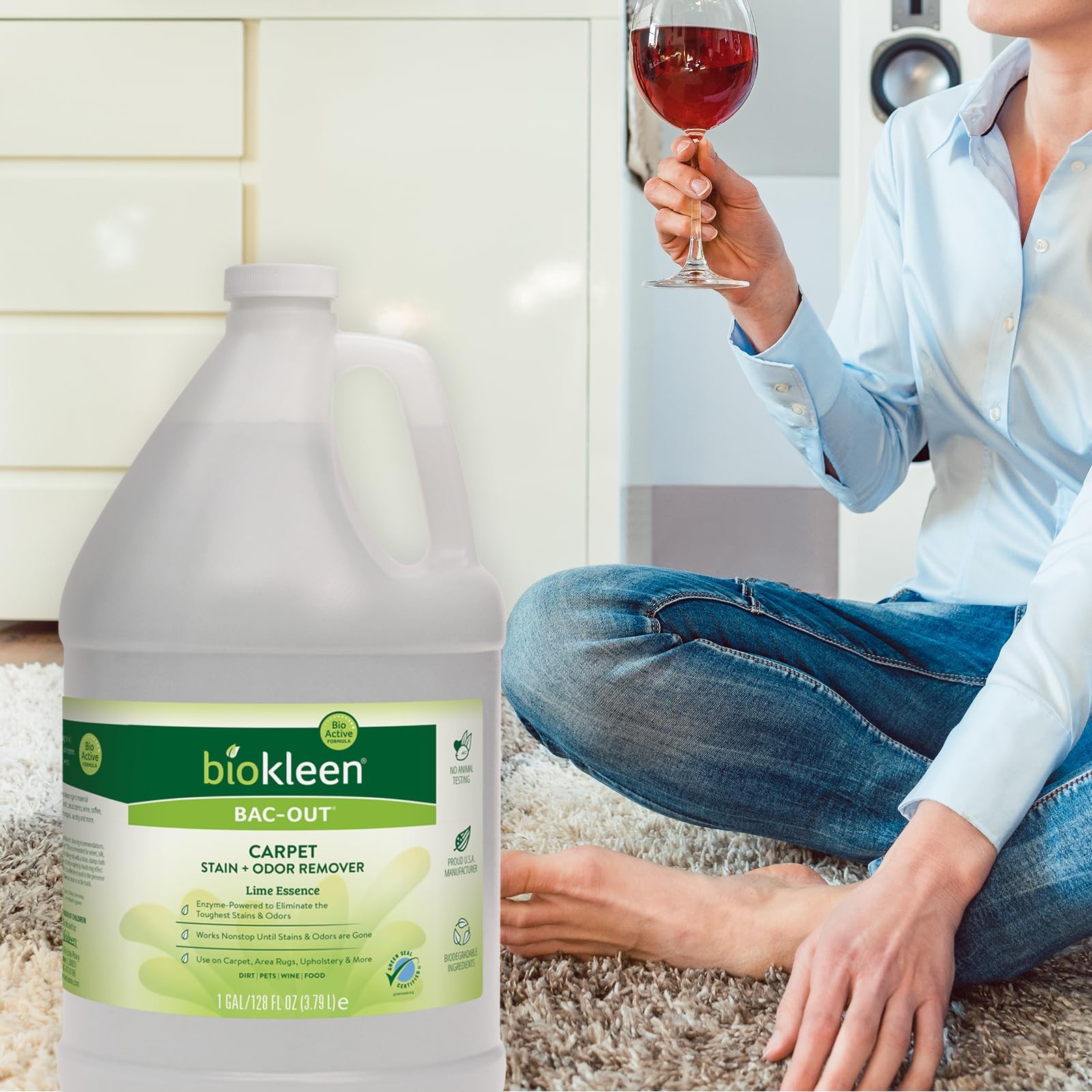 Biokleen Bac-Out Enzyme Cleaner and 128 Fl Oz (Pack of 1), Stain+odor Remover