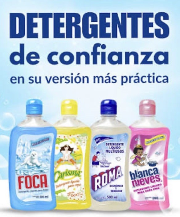 8 Pk FOCA, ROMA, CARISMA BLANCA NIEVES 🇲🇽 Liquid Laundry Detergent, 500ml C/u