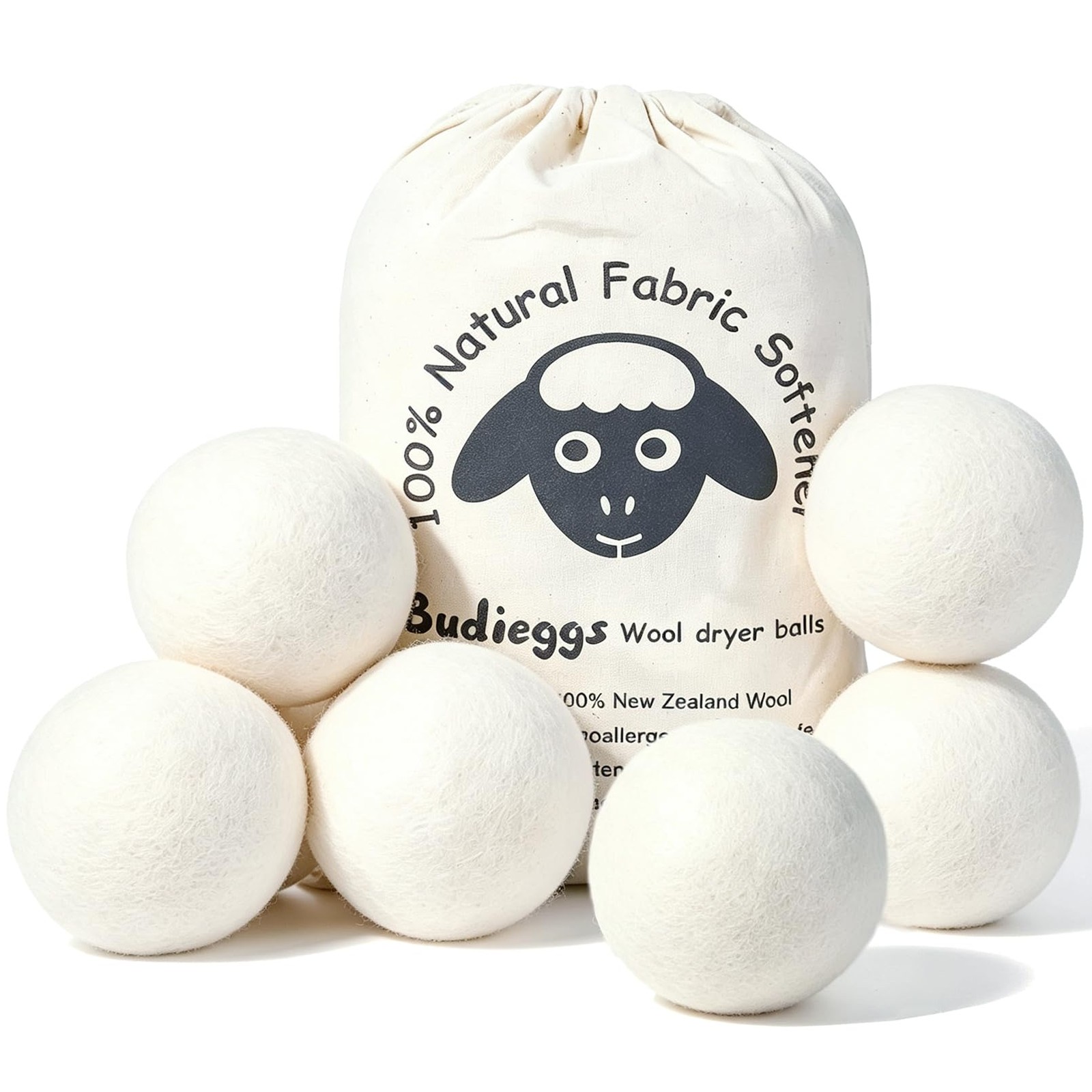 6 Pack Organic XL Wool Dryer Balls New Zealand Wool
