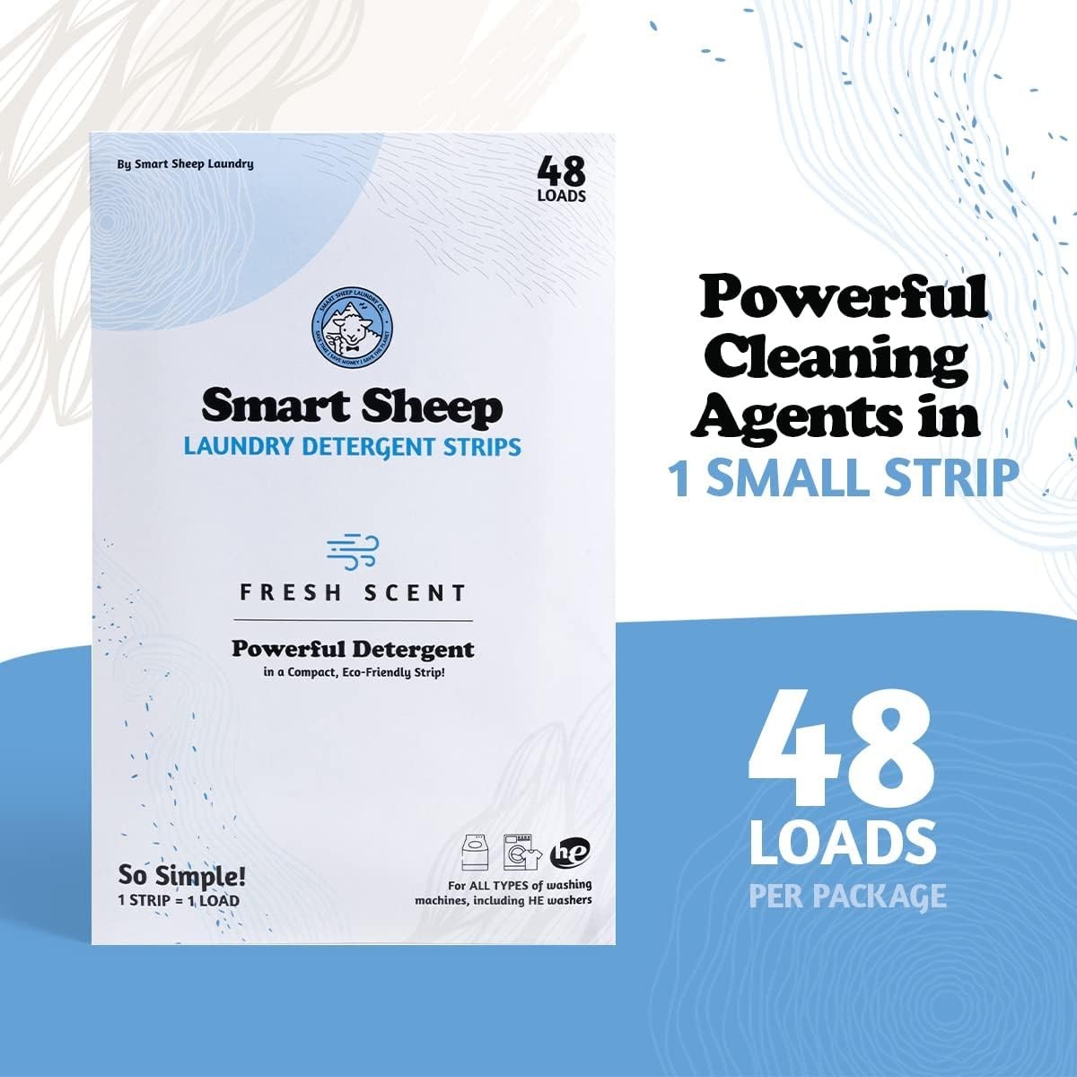 Laundry Strips – 48 Loads – Detergent Strips for Sensitive Skin – Eco Friendl…
