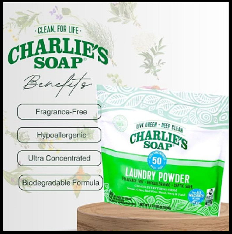 Charlie’s Soap Laundry Powder (50 Loads) Hypoallergenic Washing Powder Detergent