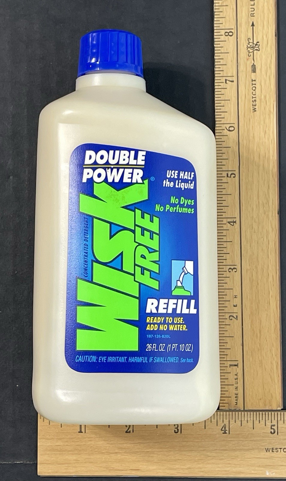 Vintage 1992 Wisk Free Double Power 26 Oz Refill Bottle Concentrated Detergent