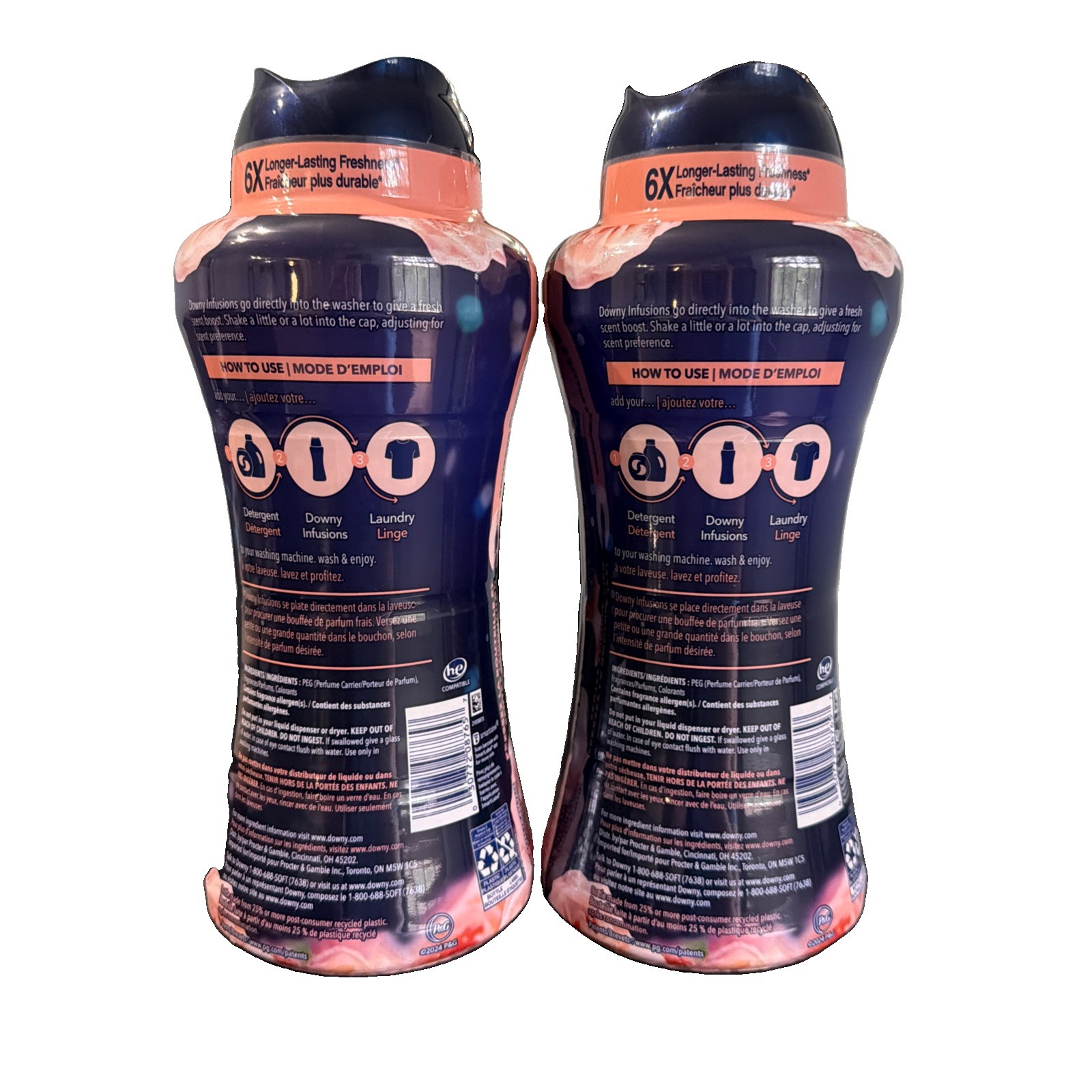 2) 24 Oz 1.5 Lb Downy Infusions Bliss Sparkling Amber & Rose Scent Booster Beads
