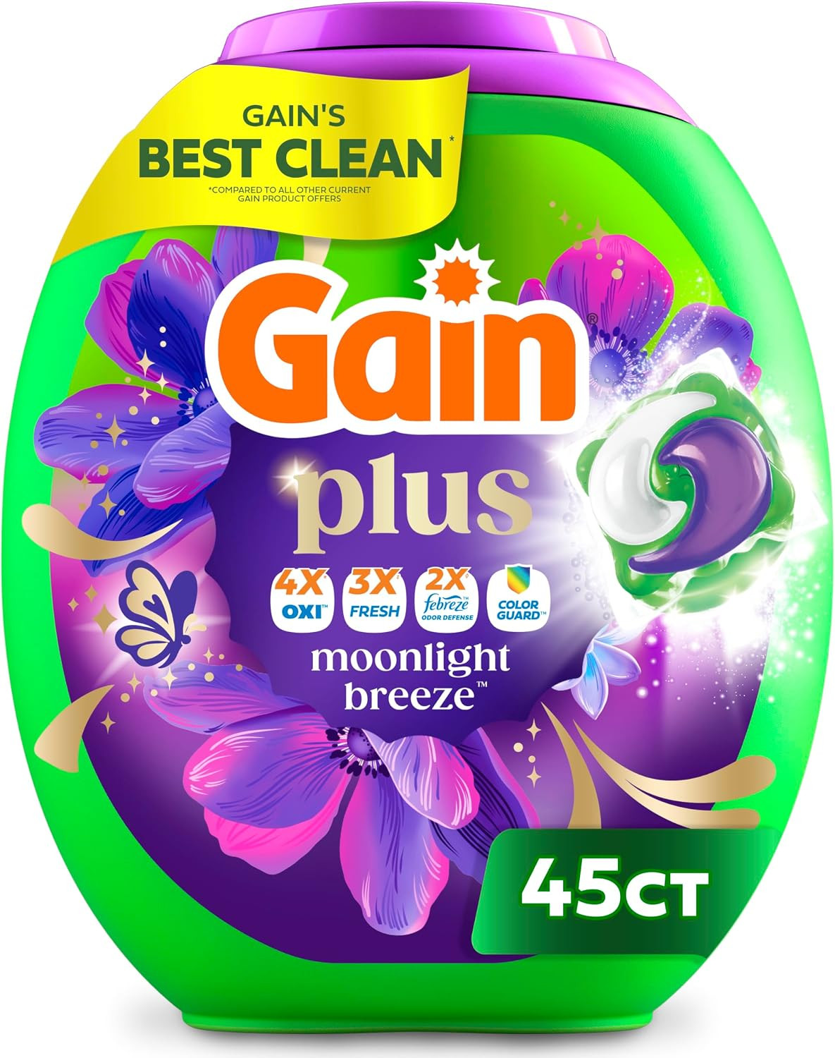 Gain plus Flings Liquid Laundry Detergent Pods, Gain’S Best Clean, All-In-One Pa