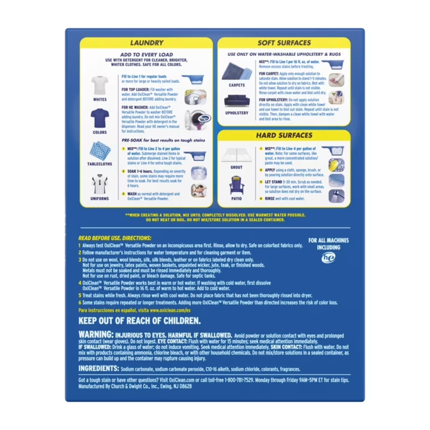 (2 Pack) OxiClean Versatile Stain Remover Powder for Laundry & Home, 7.22 lb