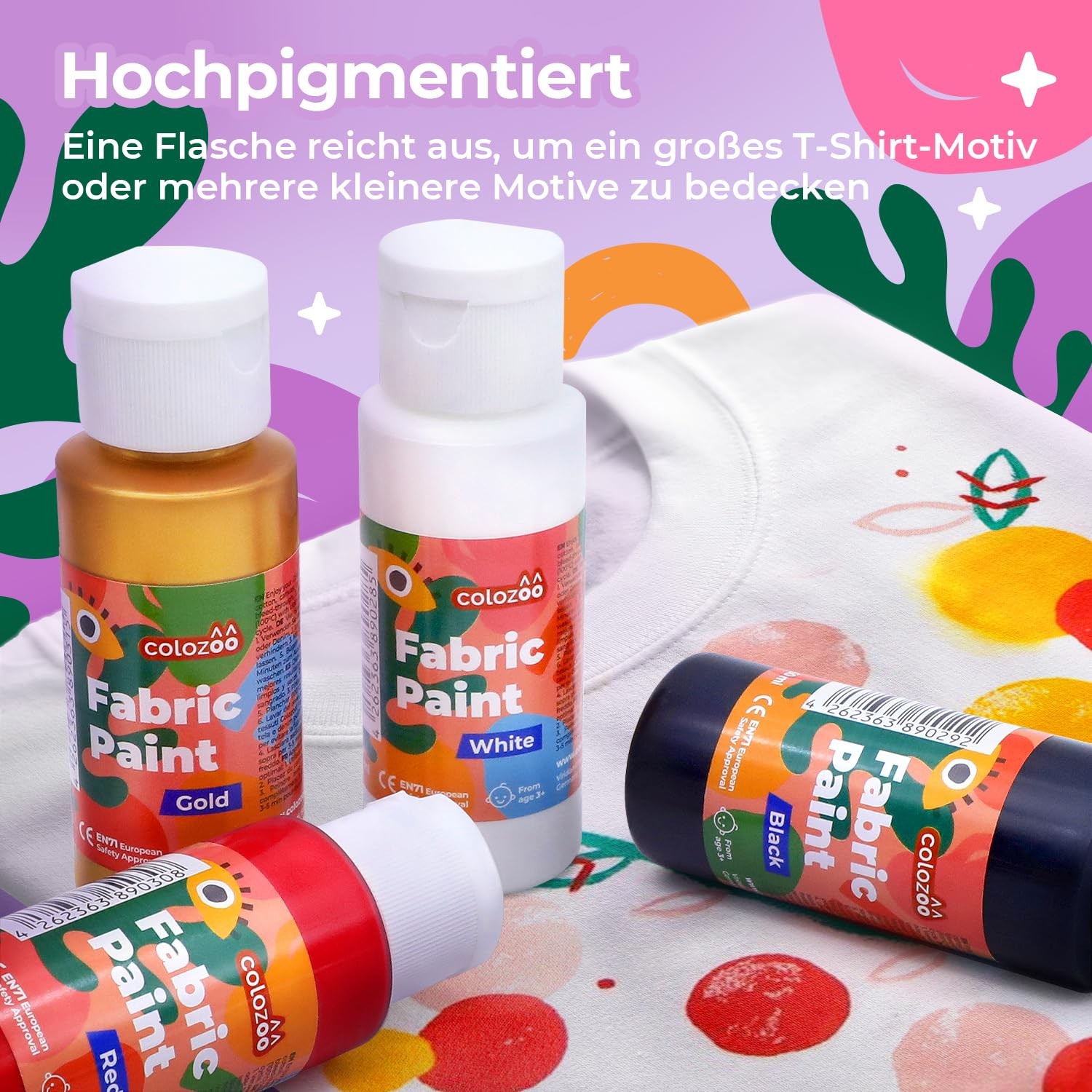 Textile Paint White 60ml, Machine Washable, For Art Projects