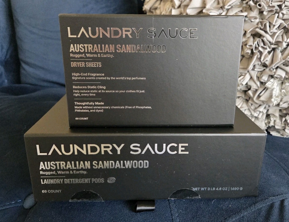 Laundry Sauce Australian Sandalwood Laundry Detergent 69pc and Dryer Sheets 69pc