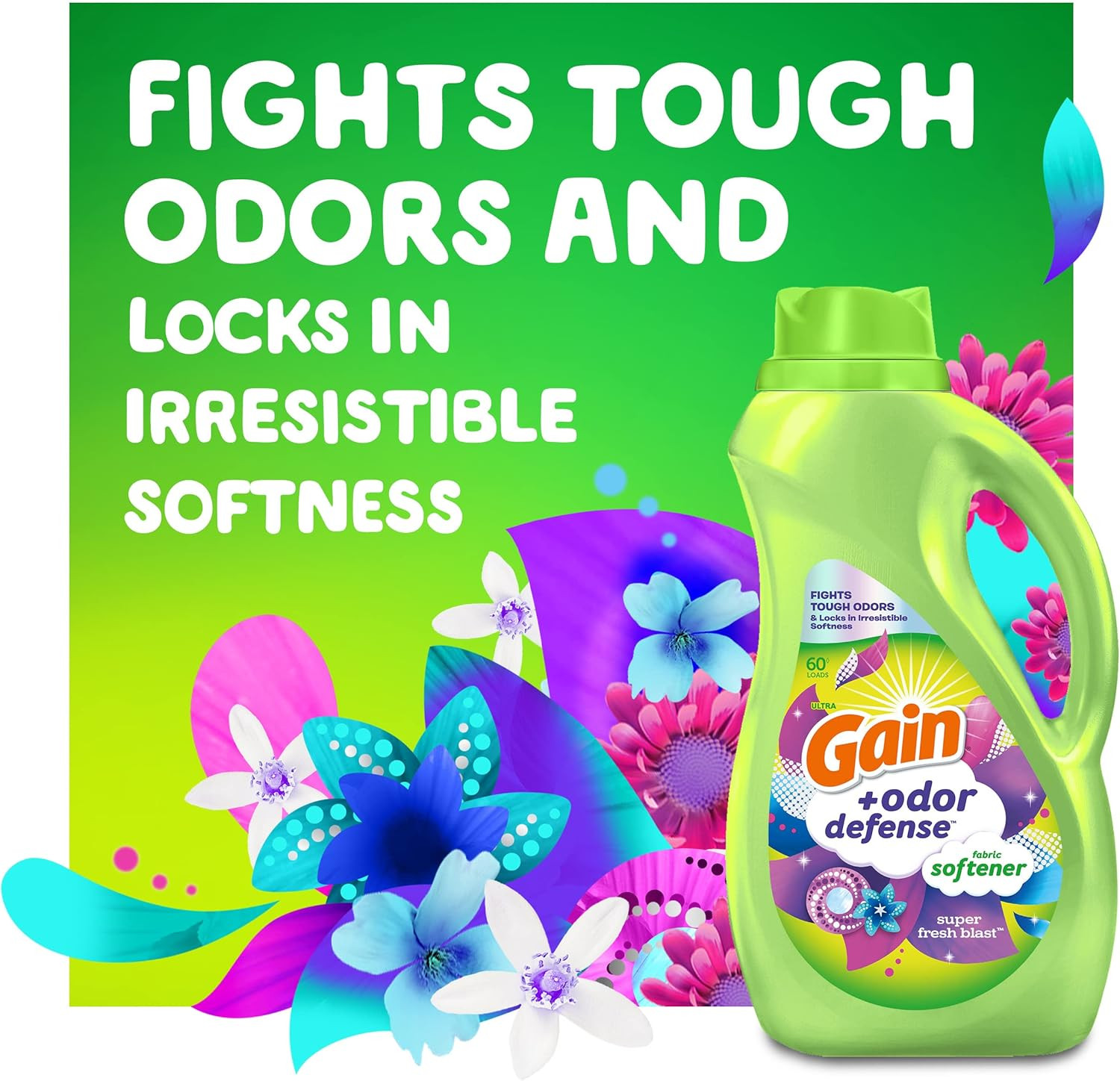 Odor Defense Liquid Fabric Softener, Super Fresh Blast Scent, 140 FL OZ, 190 Loa