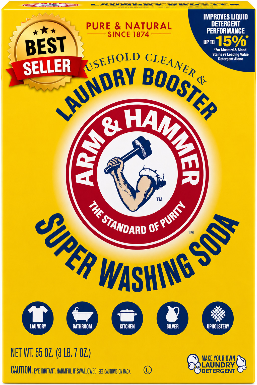 ARM & HAMMER Washing Soda Laundry Booster Cleaner Detergent Additive 55 Oz